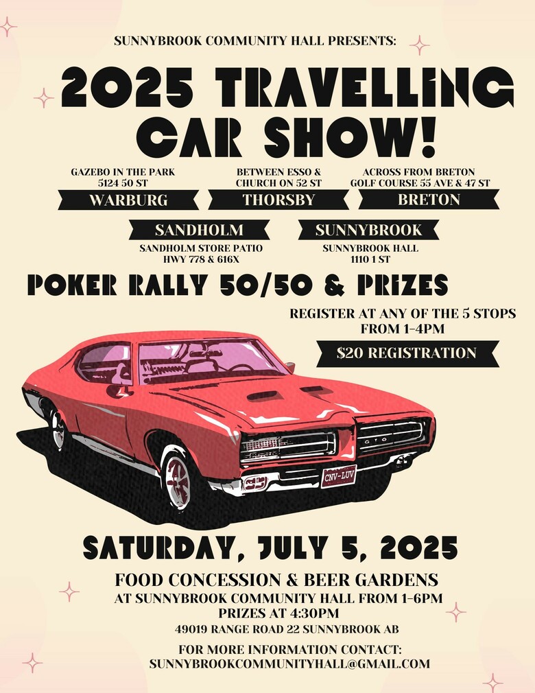 Sunnybrook Community Hall 2025 Travelling Car Show!